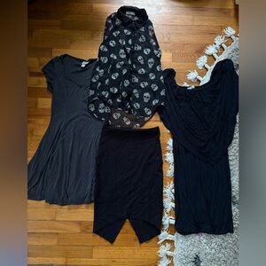 Black and Gray woman’s dress career Clothing Set skull alternative goth